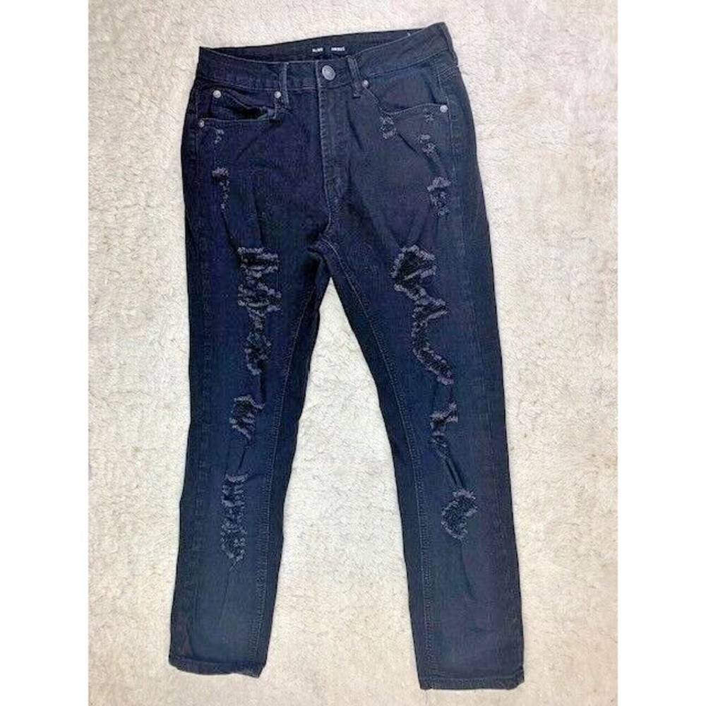 Almost Famous Size 5 Womens Skinny Jeans Distressed Black Mid Rise Stretch